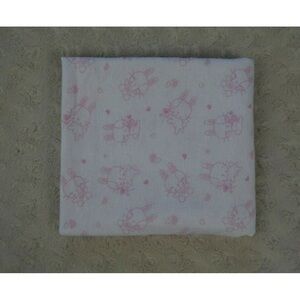 Mary Jane & Buster Bunny Rabbit Baby Receiving Blanket Pink White Hearts Flannel